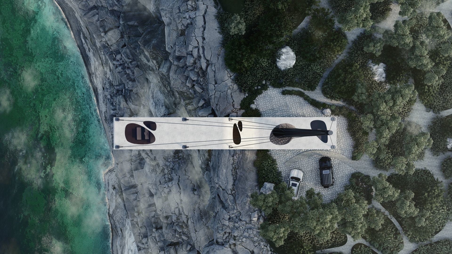 Cantilever Beach Mountain cliff house Organic Revit Lumion 3D model_19