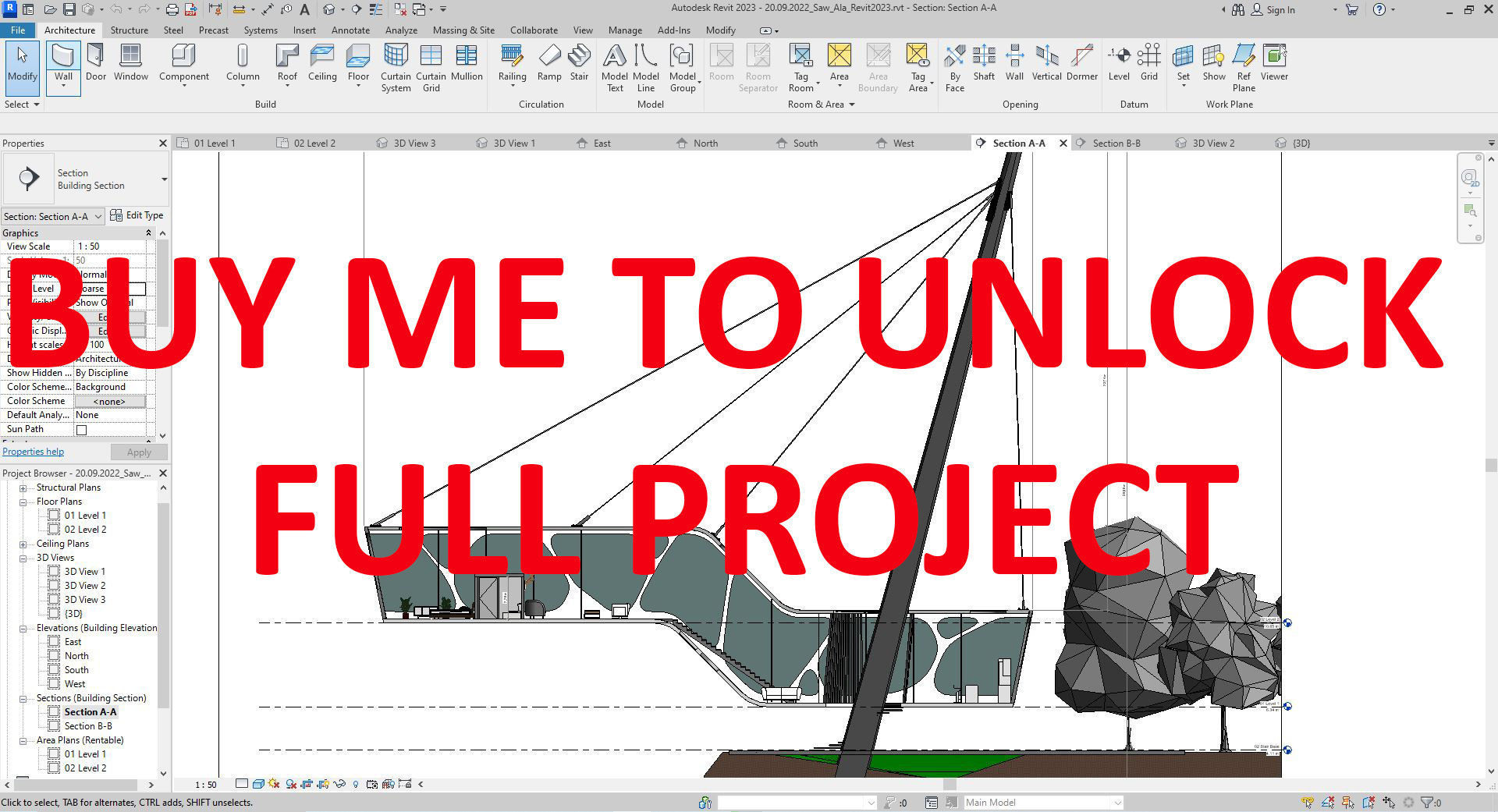 Cantilever Beach Mountain cliff house Organic Revit Lumion 3D model_13