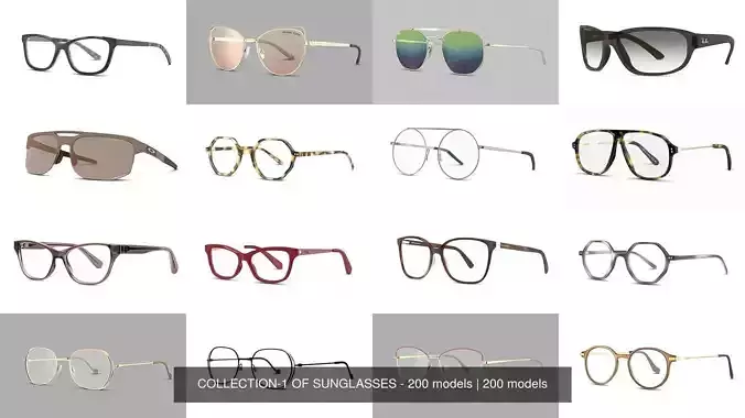 COLLECTION-1 OF SUNGLASSES - 200 models 