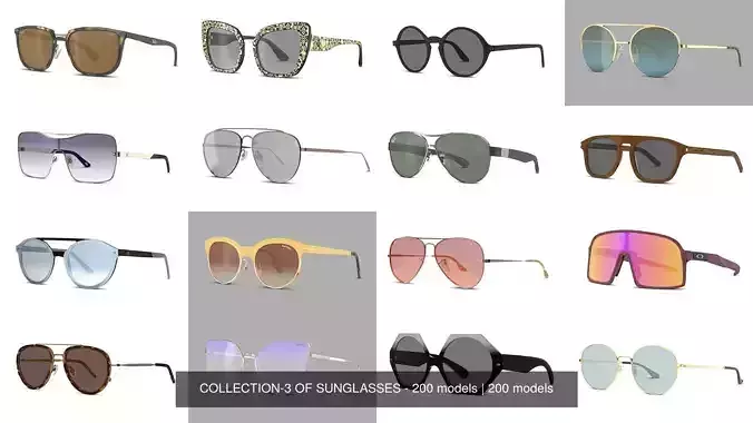 COLLECTION-3 OF SUNGLASSES - 200 models 