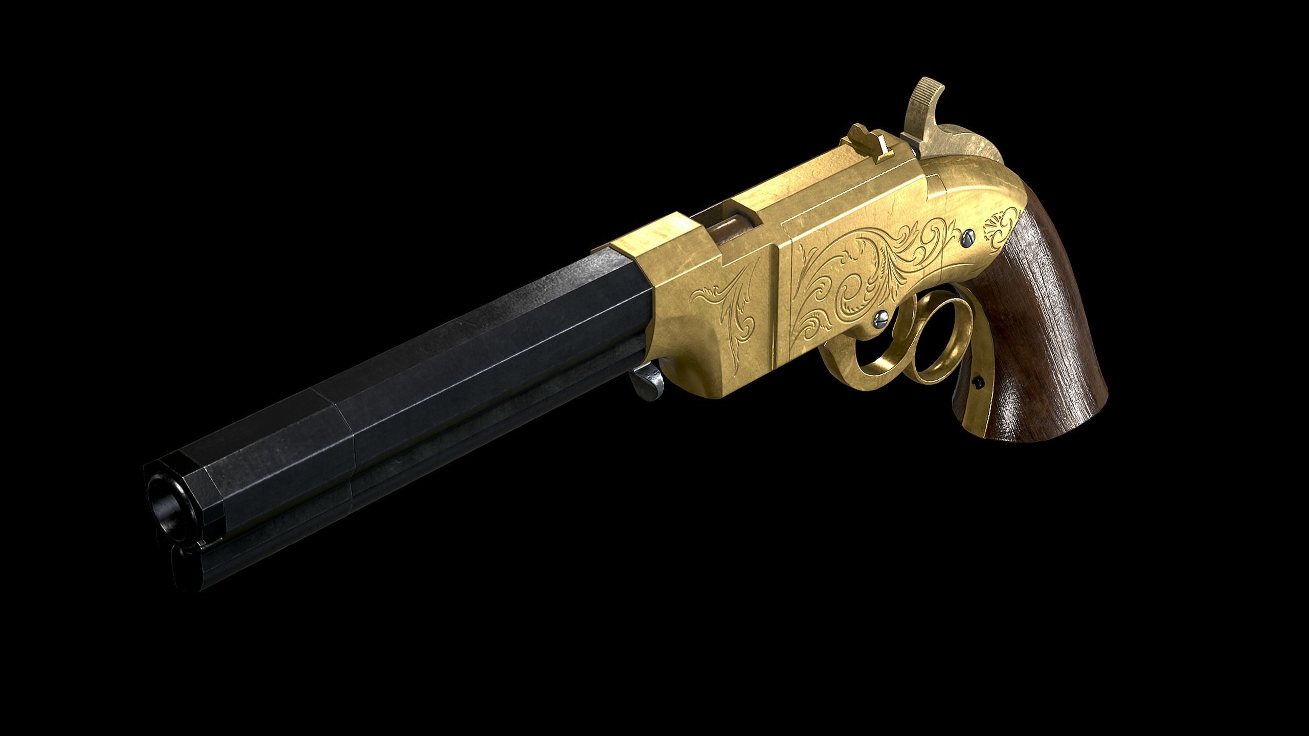 Volcanic Repeating Pistol Low-poly 3D model_6