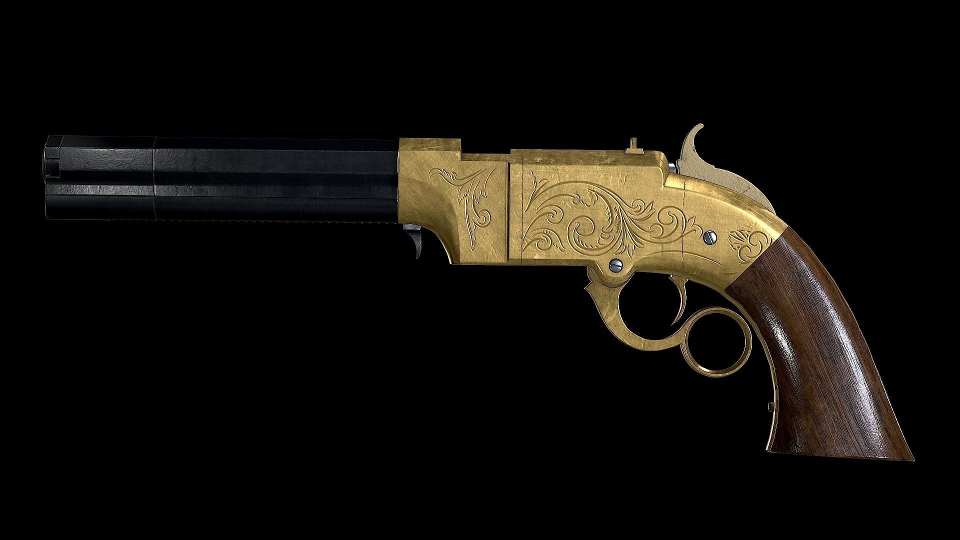 Volcanic Repeating Pistol Low-poly 3D model_5