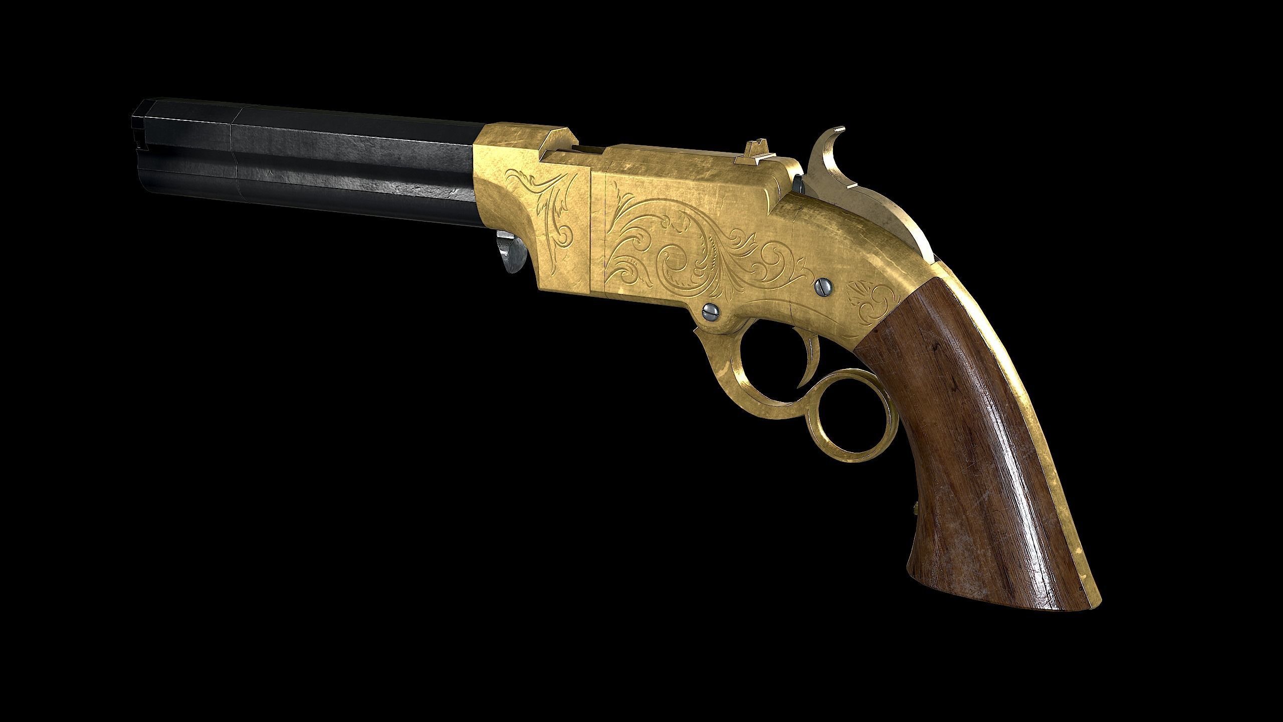 Volcanic Repeating Pistol Low-poly 3D model_2