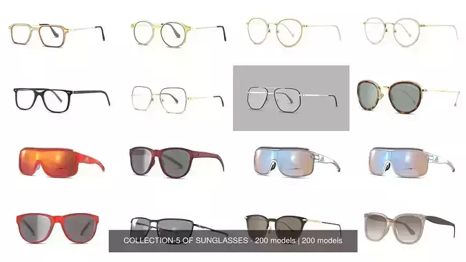 COLLECTION-5 OF SUNGLASSES - 200 models 