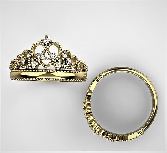 Crown Ring Band WR 09 3D print model