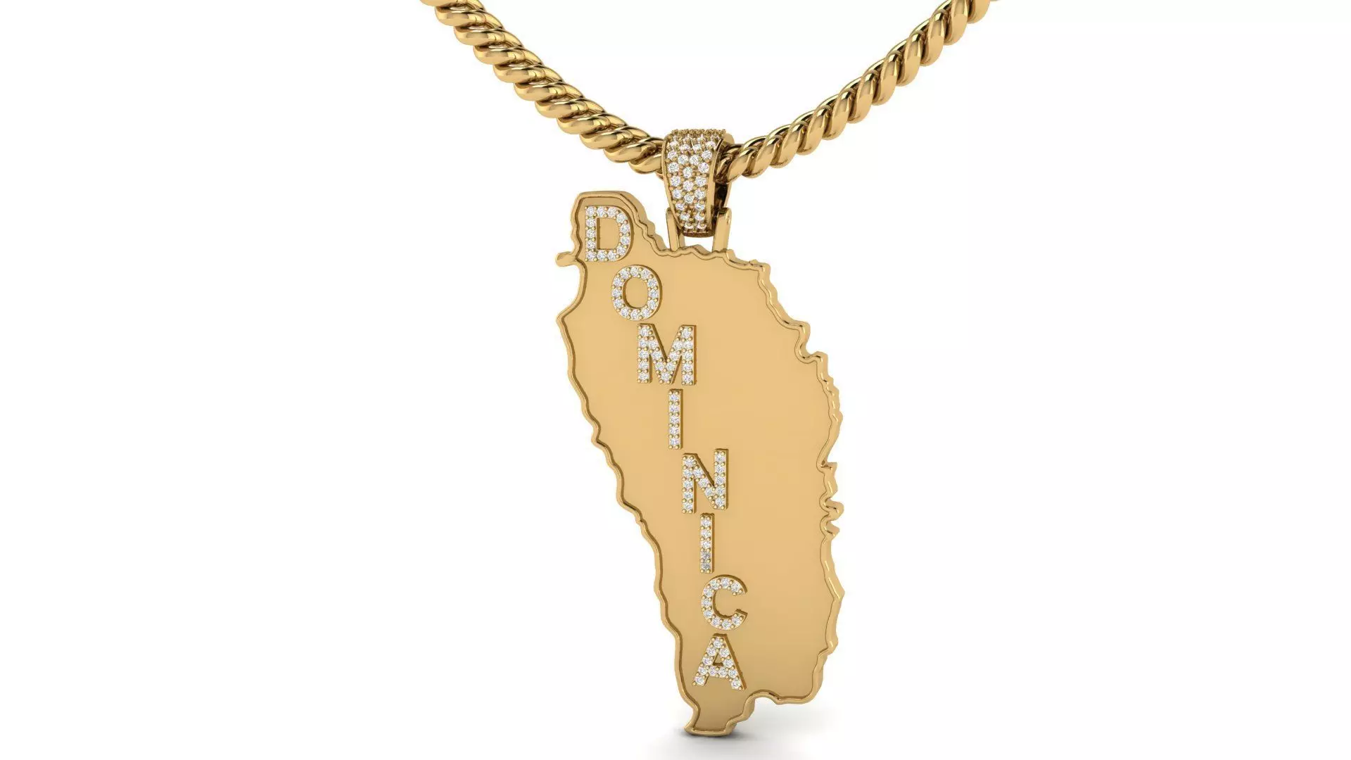 Custom Dominica Map Pendant 3D print model