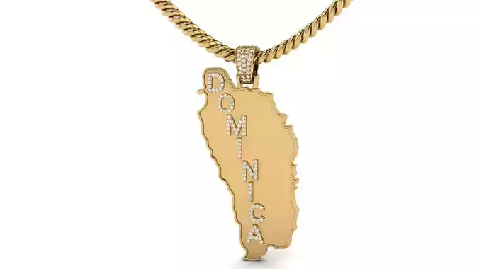 Custom  Dominica Map Pendant 