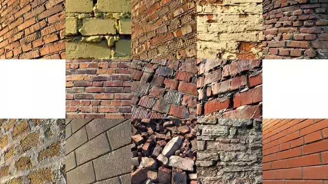 Realistic Scanned Brick Wall Materials 3D Model Collection