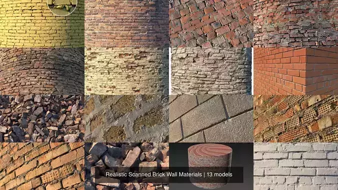 Realistic Scanned Brick Wall Materials