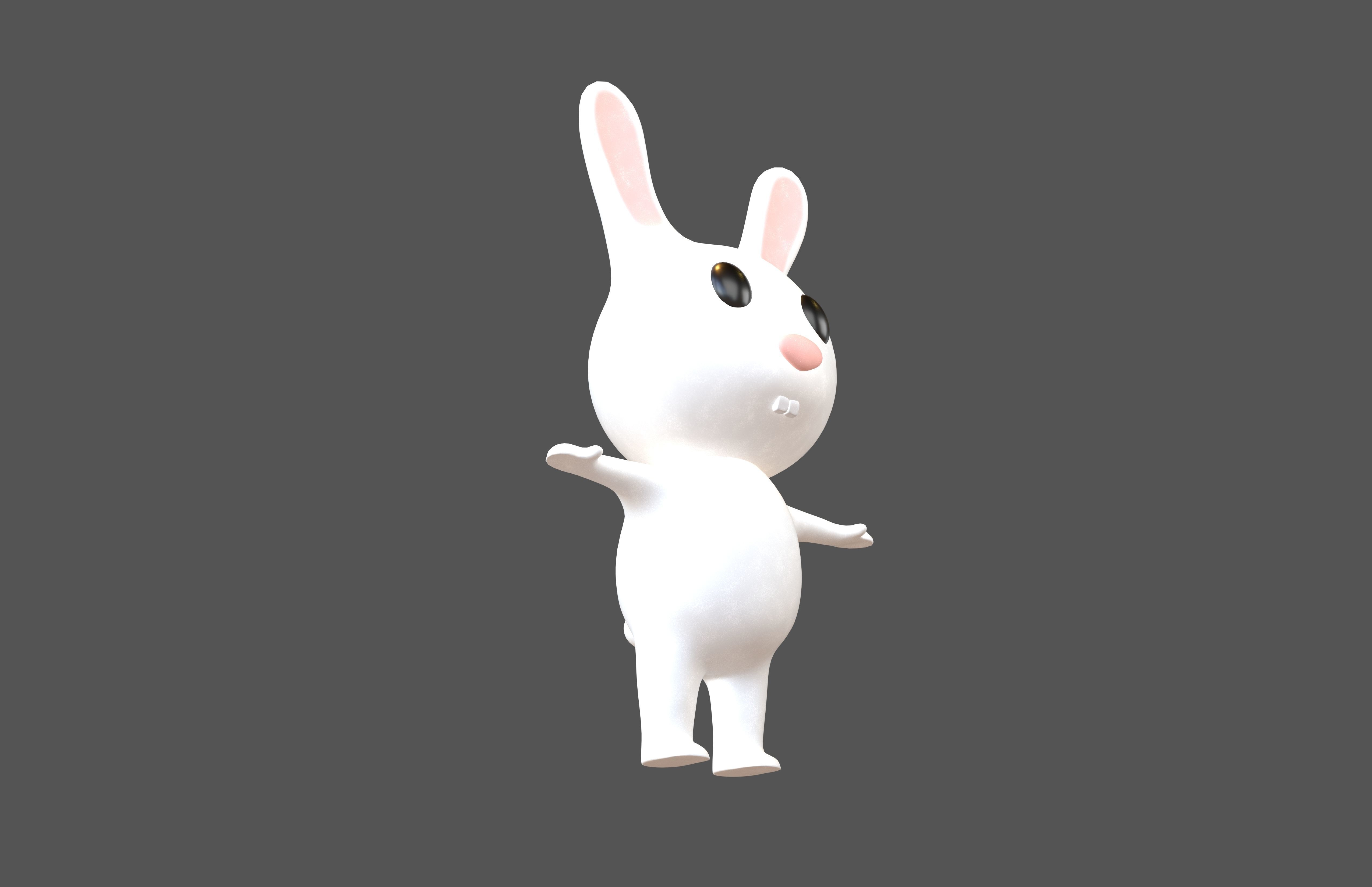 Cartoon Animals Rabbit Character v1 001 Low-poly 3D model_3