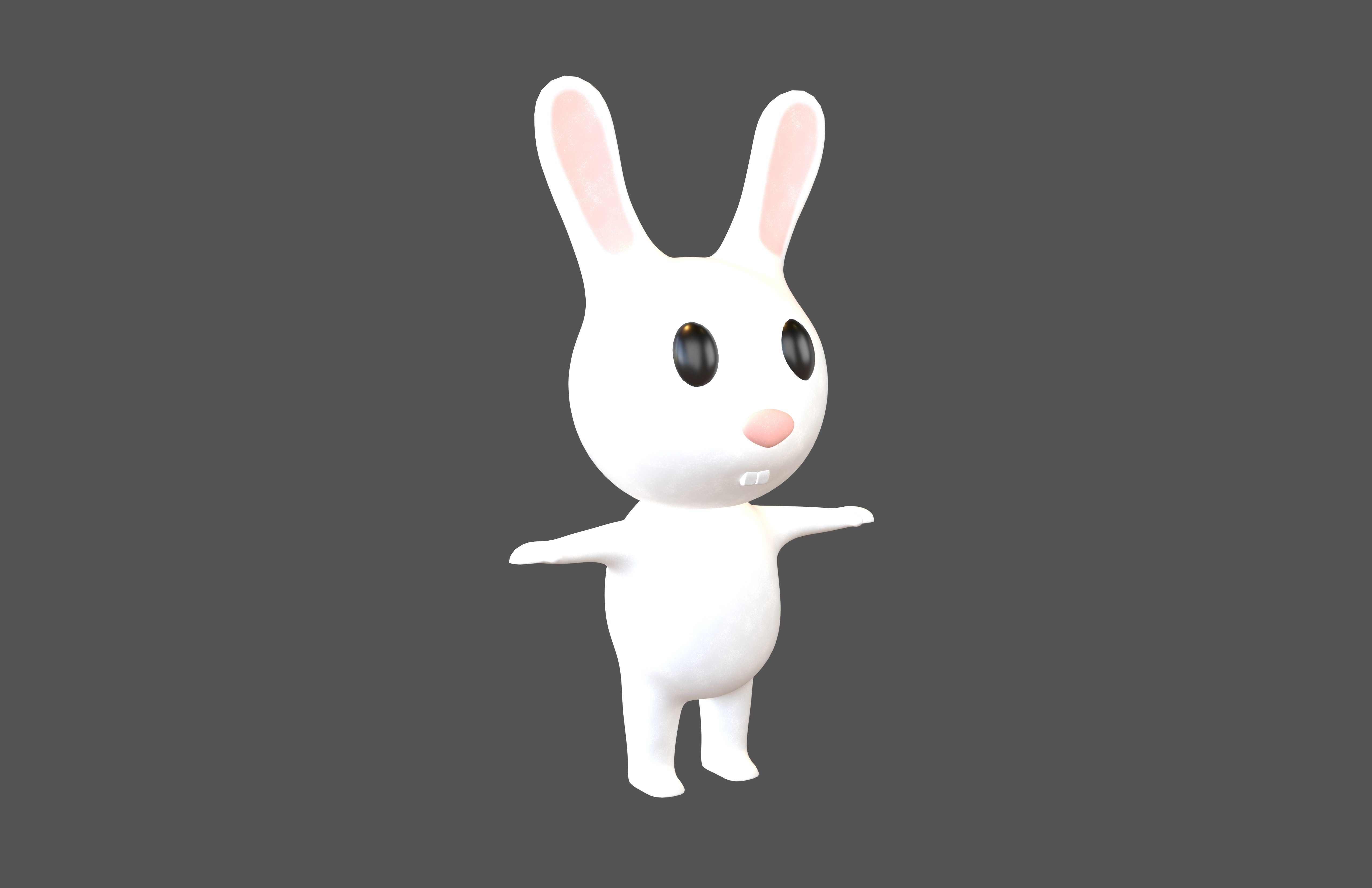 Cartoon Animals Rabbit Character v1 001 Low-poly 3D model_1