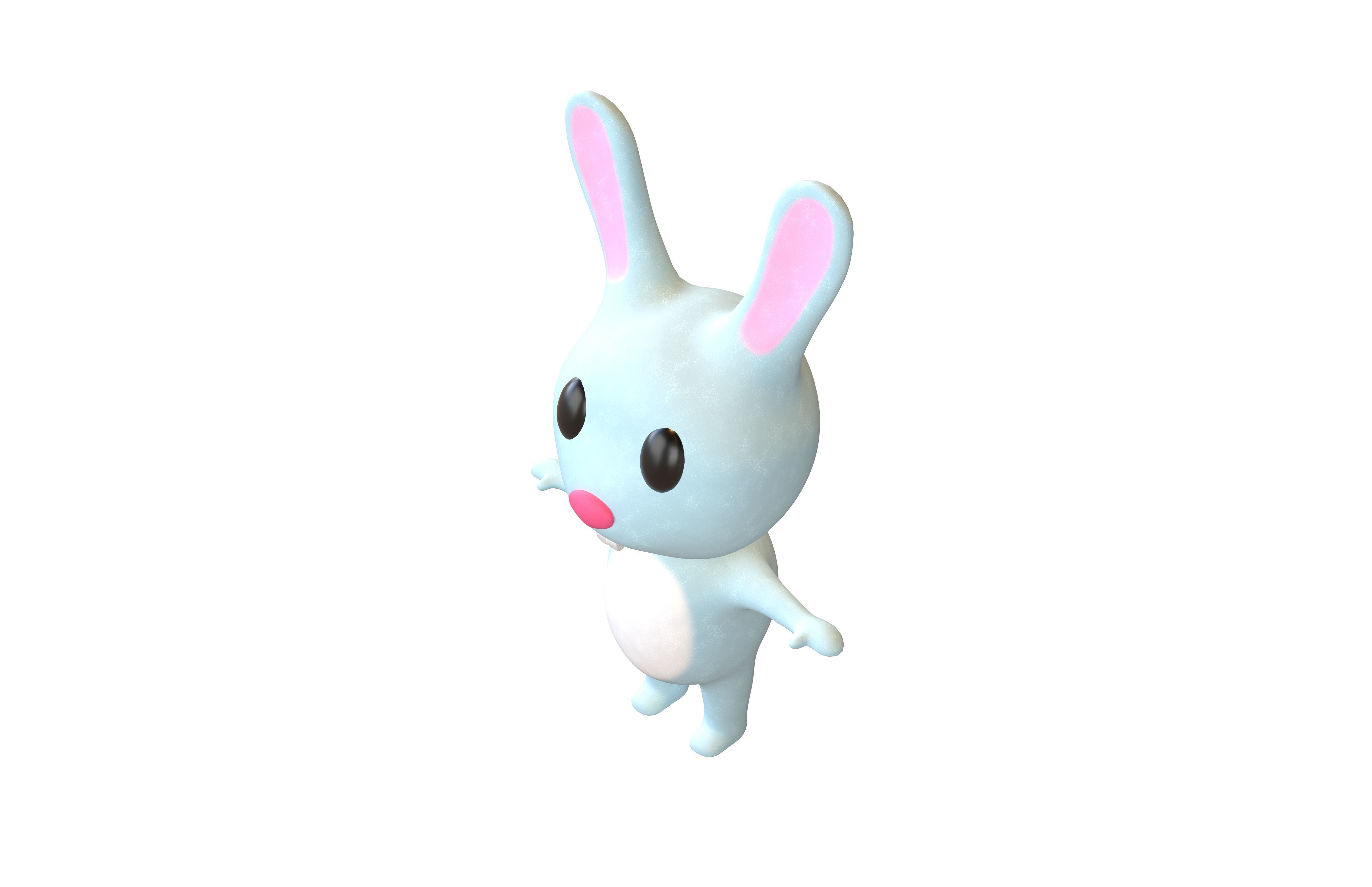 Cartoon Animals Rabbit Character v1 003 Low-poly 3D model_2