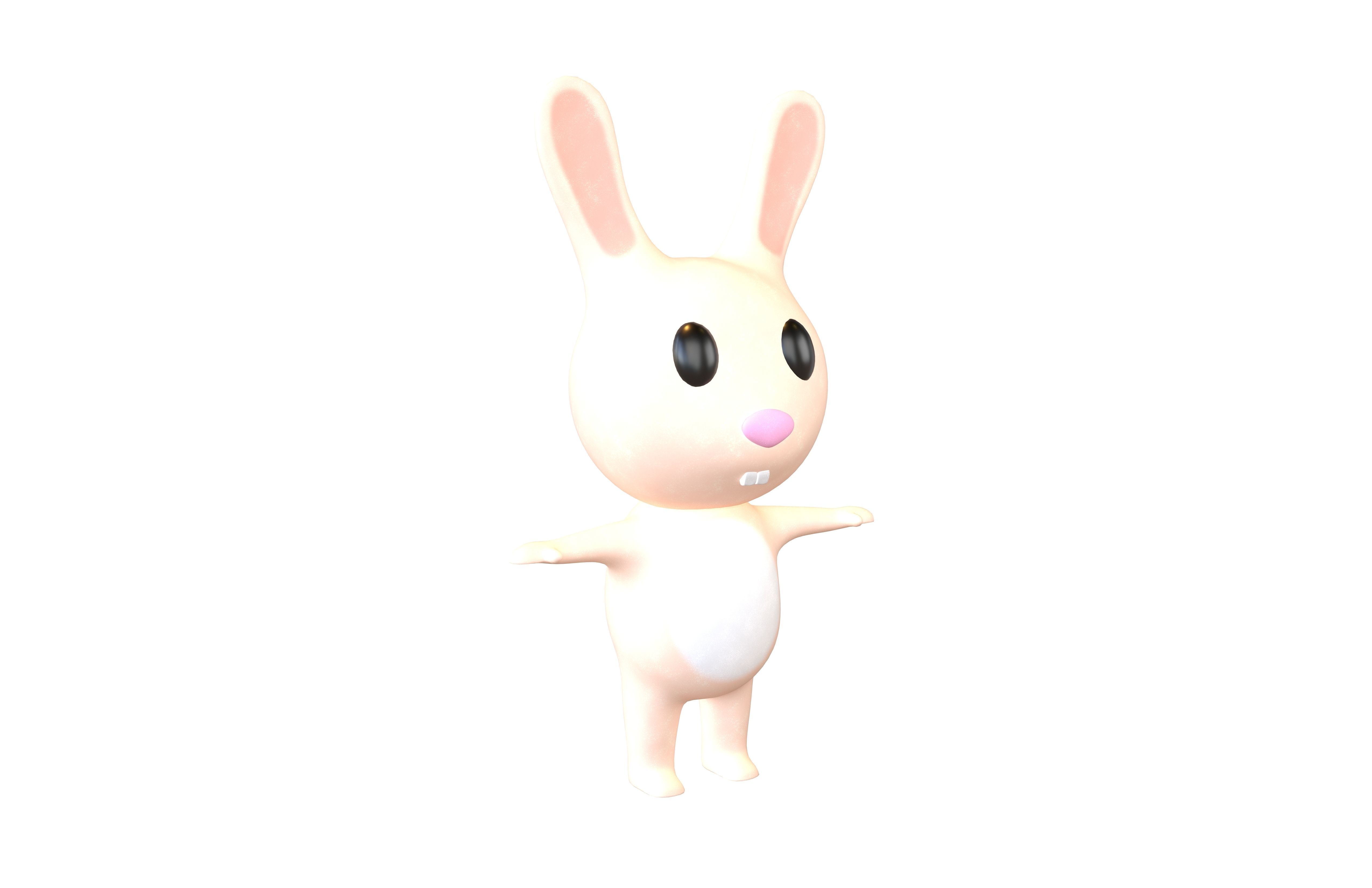 Cartoon Animals Rabbit Character v1 004 Low-poly 3D model_1
