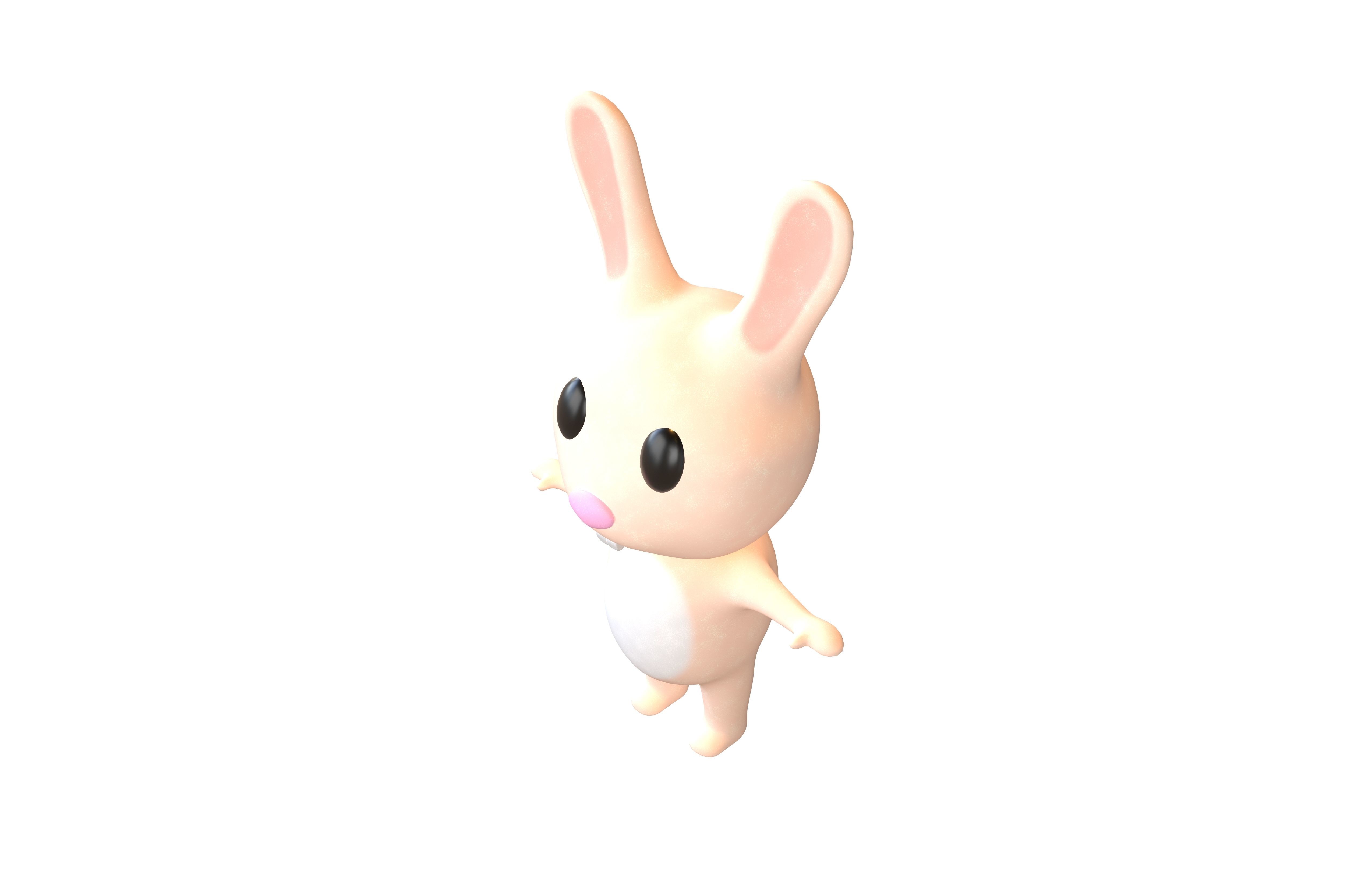 Cartoon Animals Rabbit Character v1 004 Low-poly 3D model_2