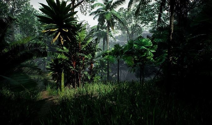 tropical forest pack for game ready Low-poly 3D model 3
