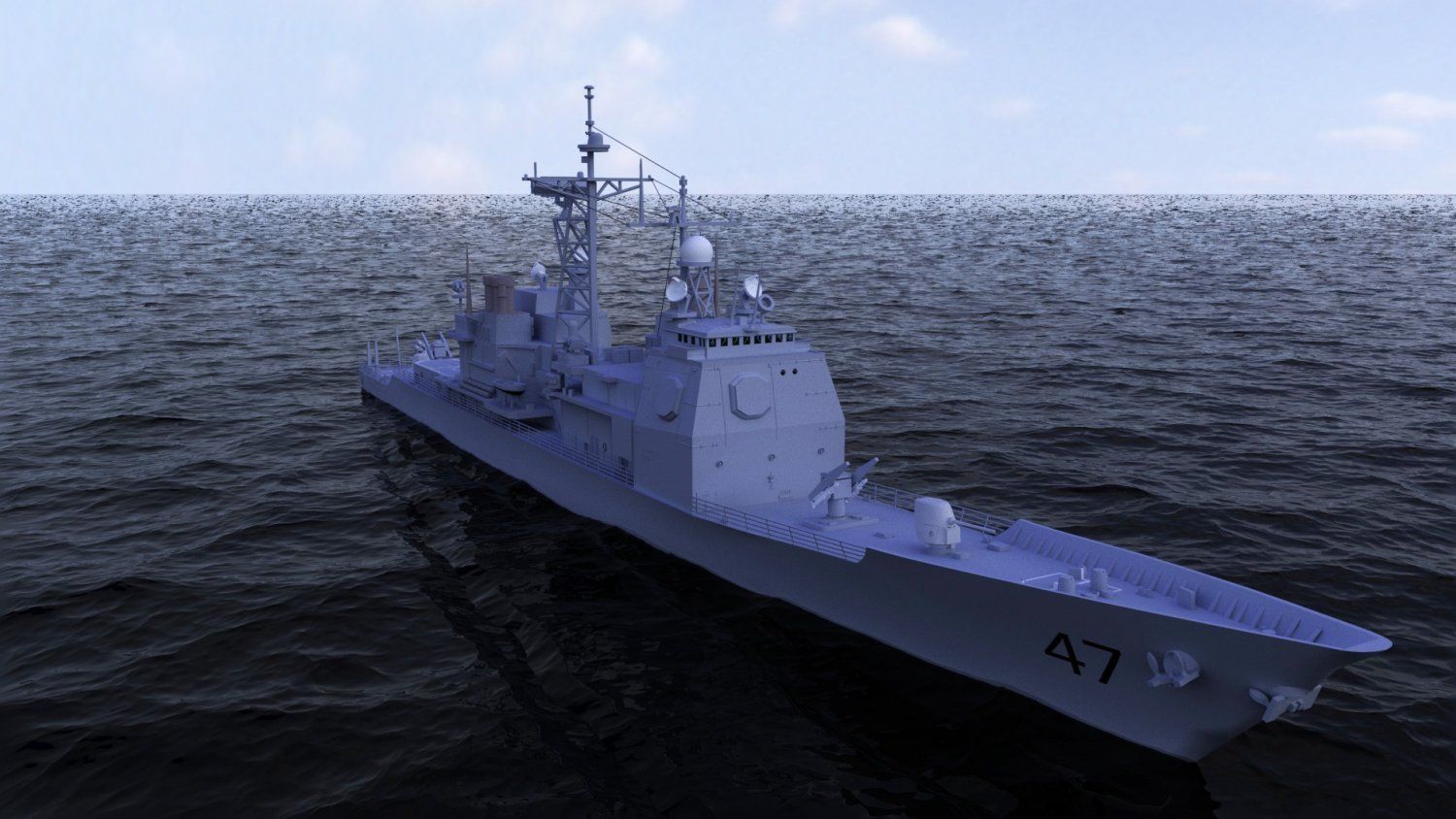 ticonderoga class cruiser cg47 uss Low-poly 3D model_3