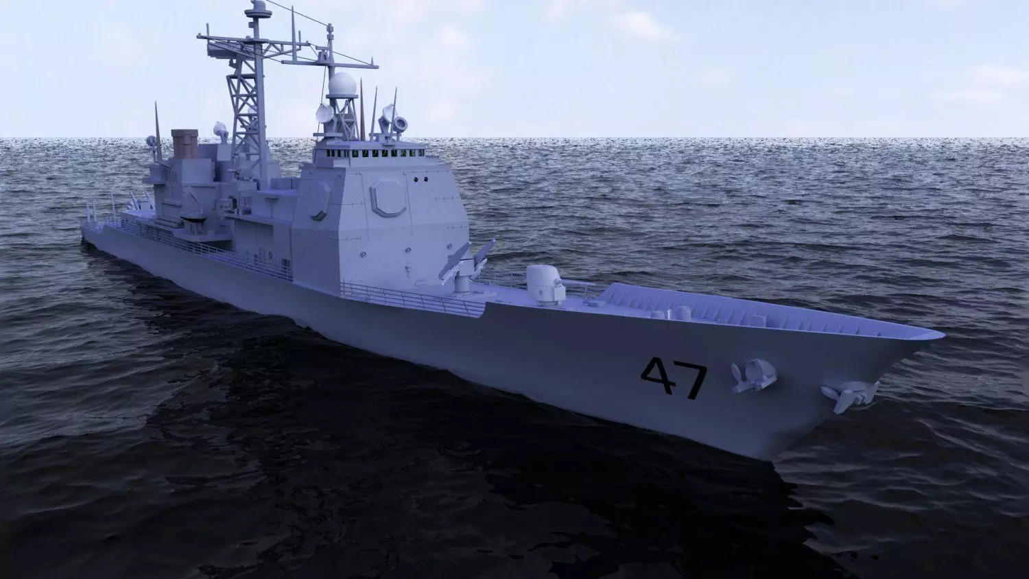 ticonderoga class cruiser cg47 uss Low-poly 3D model_0