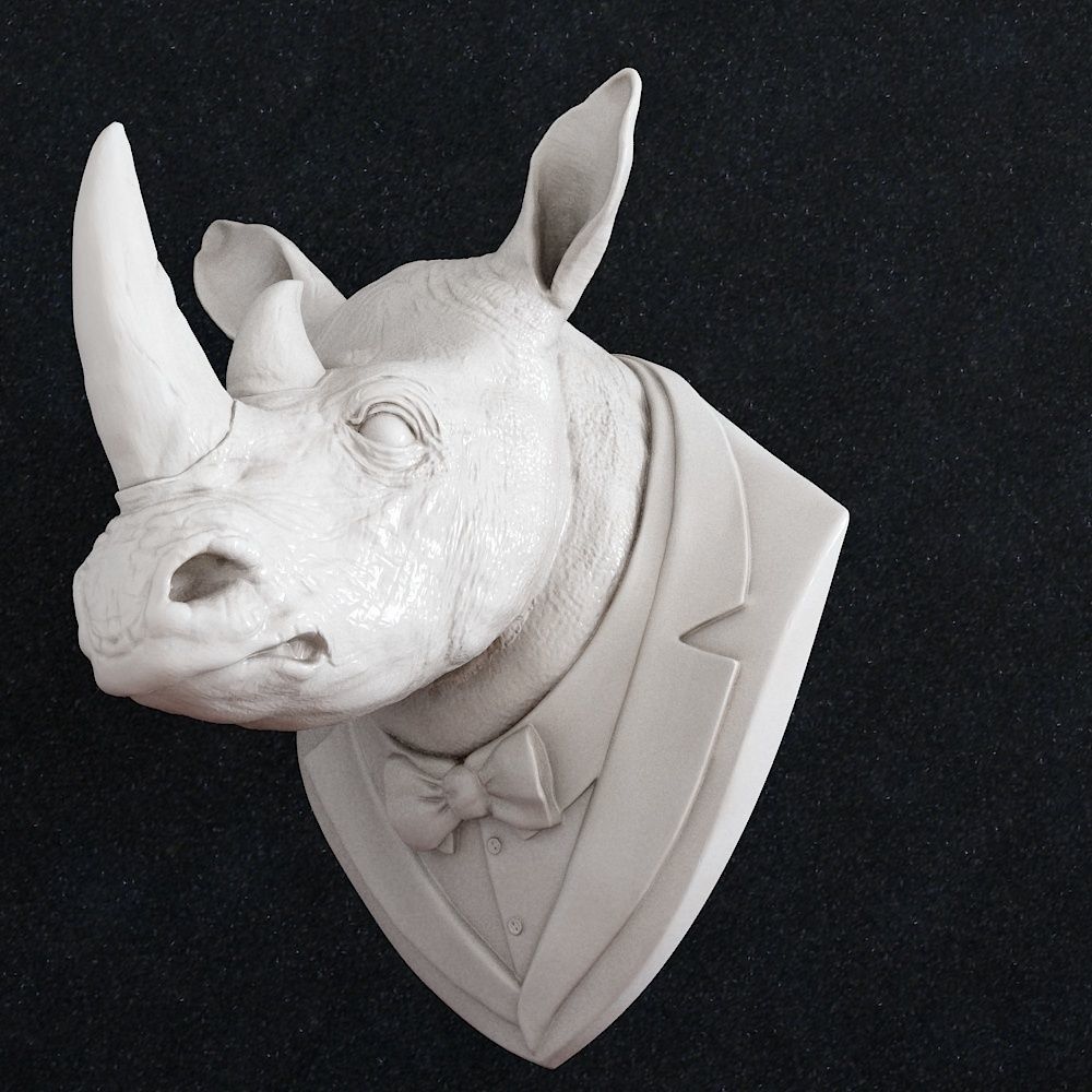 Rhinoceros head costume bust suite  3D print model_2
