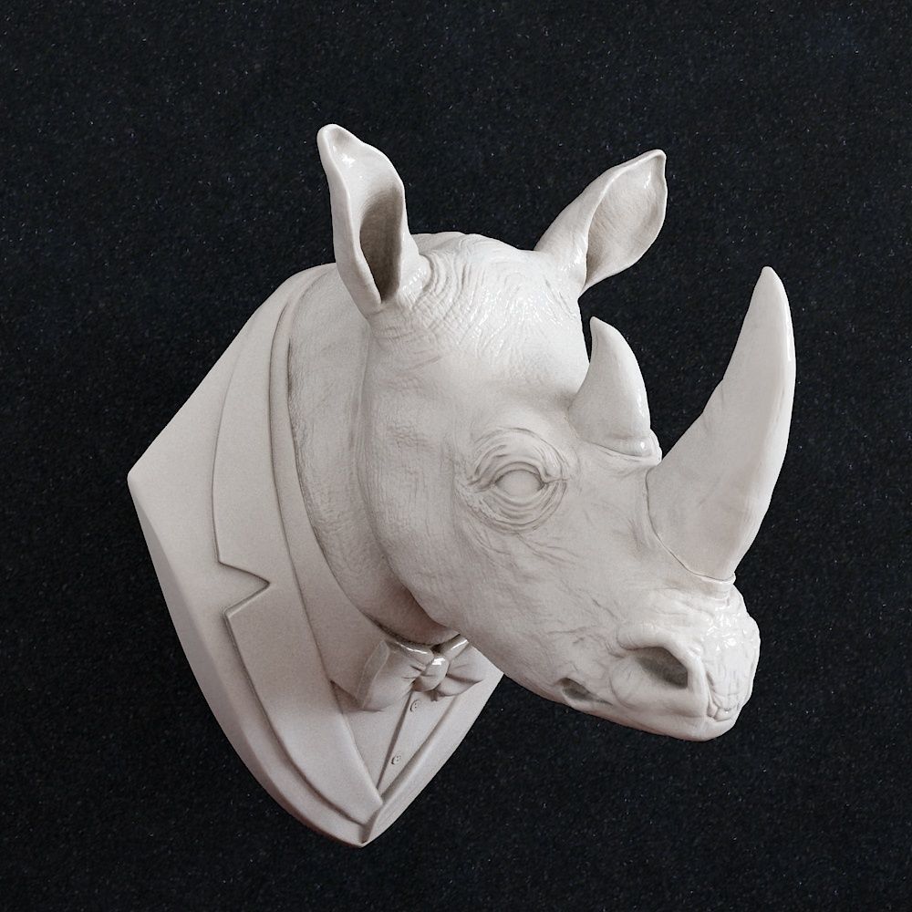 Rhinoceros head costume bust suite  3D print model_1