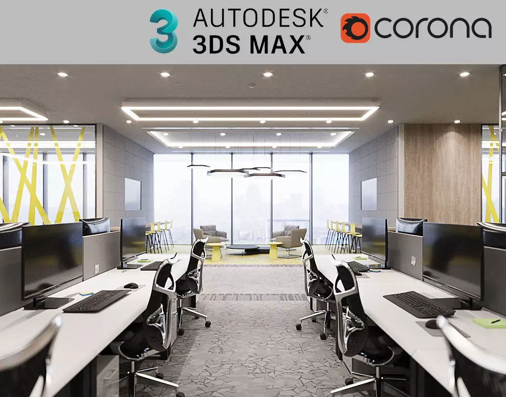 Corona - 3ds Max scene files - Office Space Interior  3D model_0