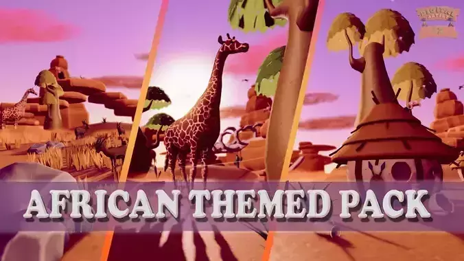 Cartoon Style African Themed Pack Unity URP Low-poly 3D model