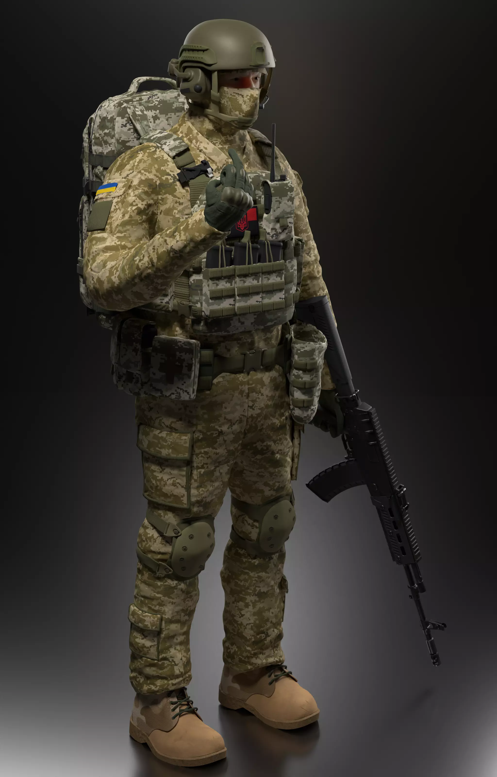 Ukrainian soldier 3D model_0