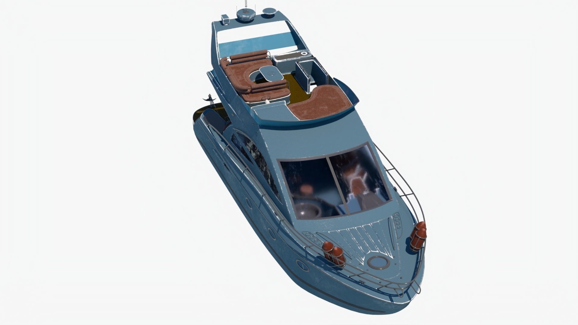 4k Common Sealine Yacht Low-poly 3D model_1