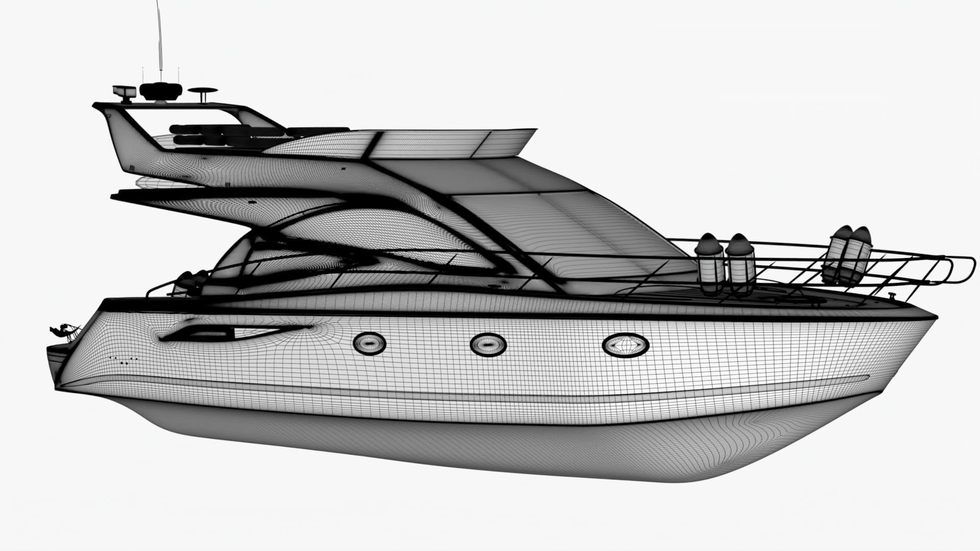 4k Common Sealine Yacht Low-poly 3D model_9