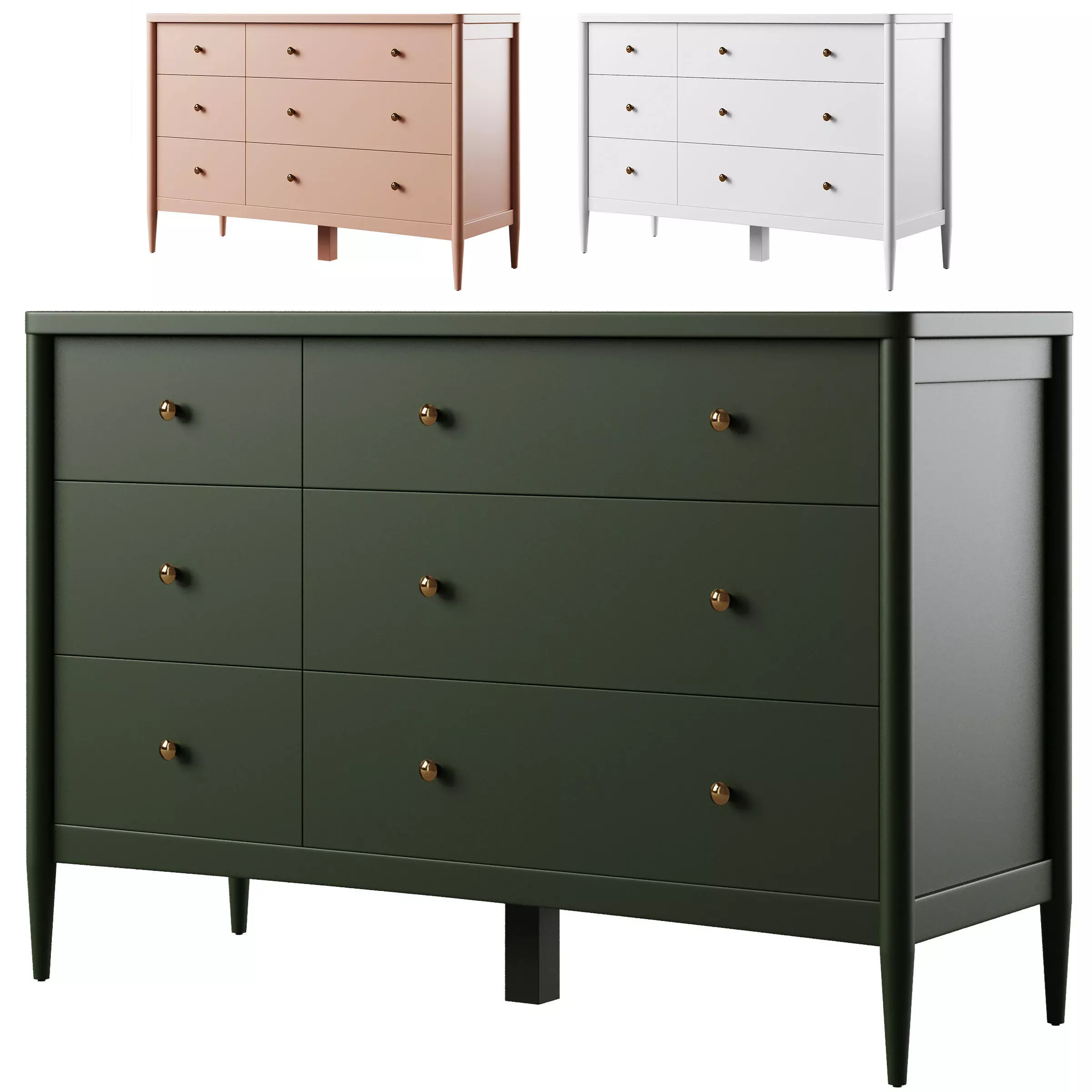 Kids Hampshire 6-Drawer Dresser 3D model_0