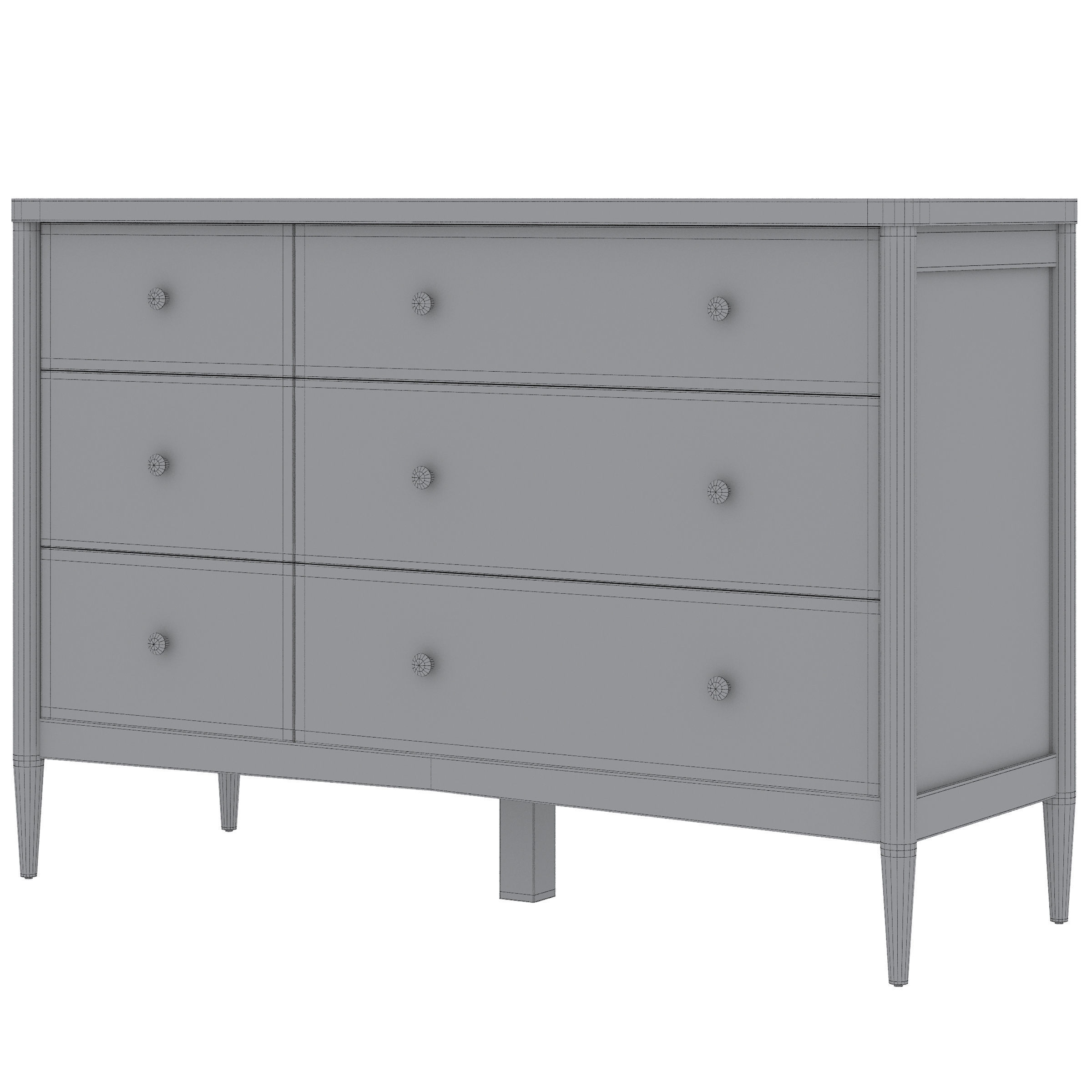 Kids Hampshire 6-Drawer Dresser 3D model_4