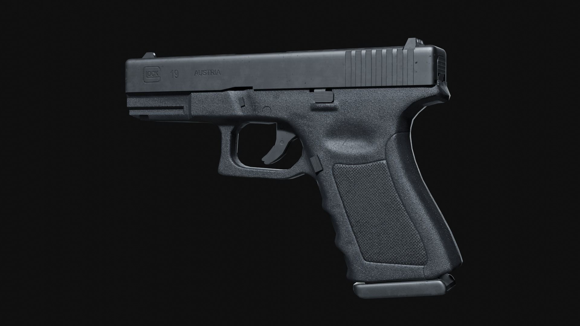 Glock 19 Semi Automatic Pistol 9mm Free low-poly 3D model_2