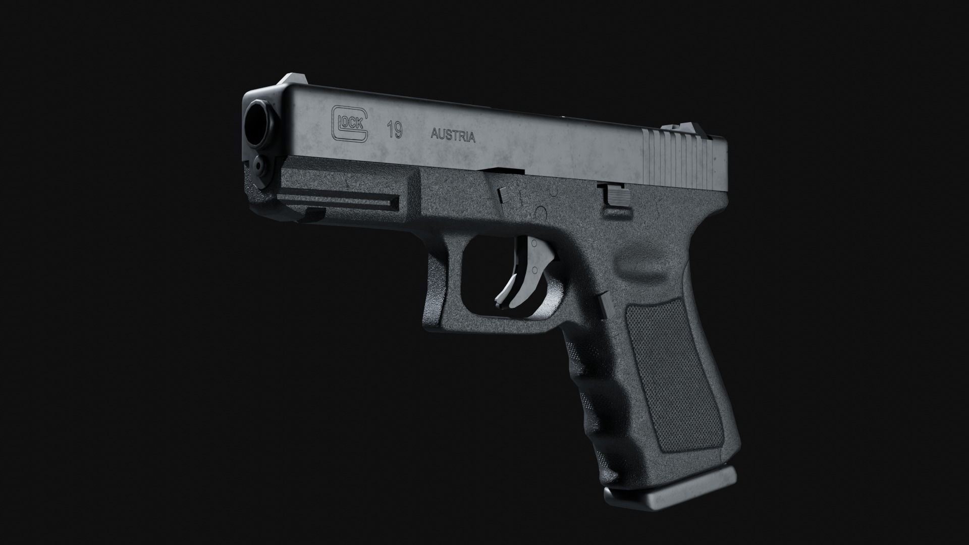 Glock 19 Semi Automatic Pistol 9mm Free low-poly 3D model_1