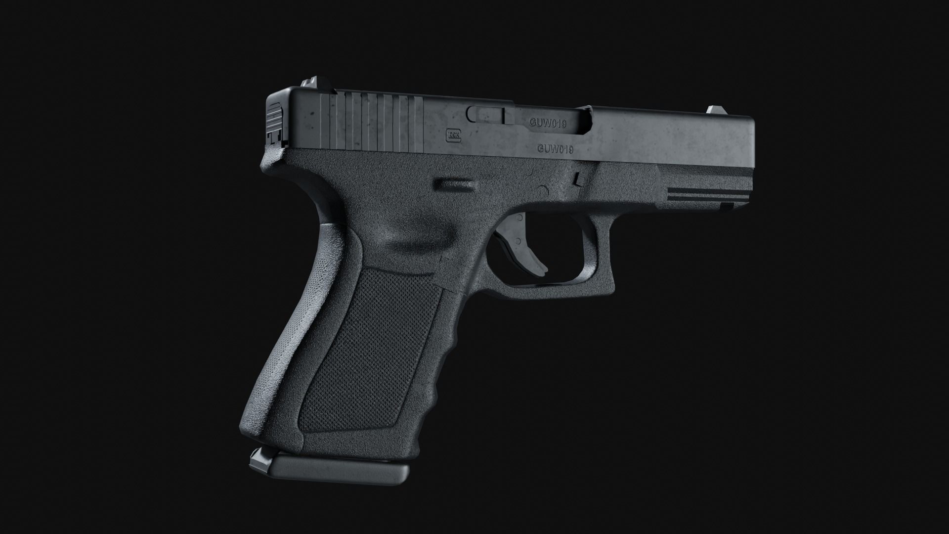 Glock 19 Semi Automatic Pistol 9mm Free low-poly 3D model_3