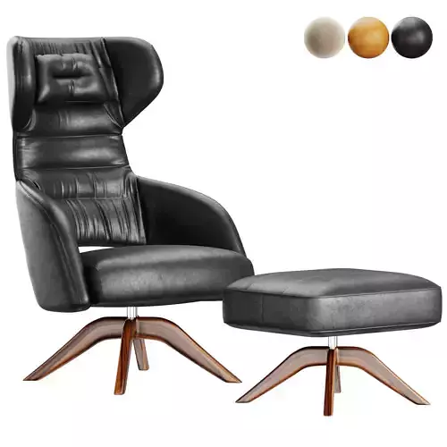 CAPTAIN HEAVEN SOFT Poltrona in pelle Low-poly 3D model