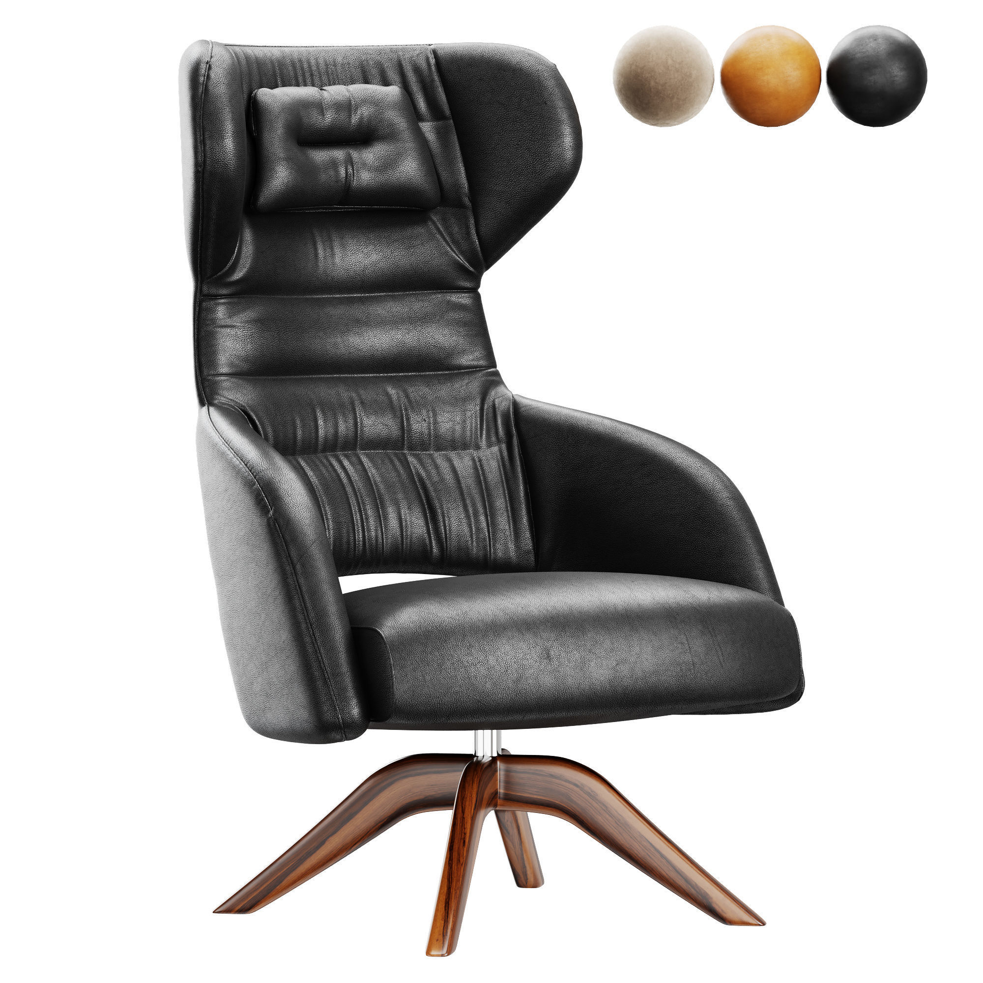 CAPTAIN HEAVEN SOFT Poltrona in pelle Low-poly 3D model_1