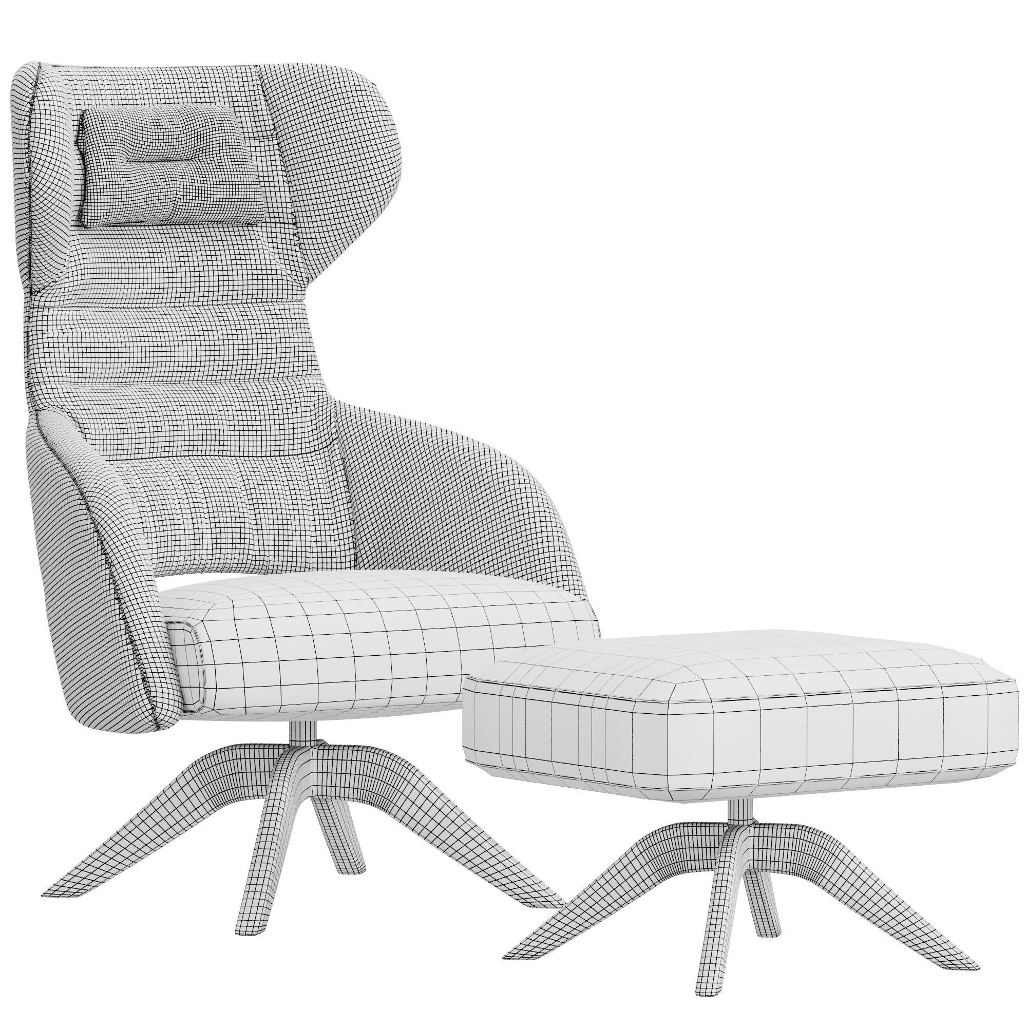 CAPTAIN HEAVEN SOFT Poltrona in pelle Low-poly 3D model_5