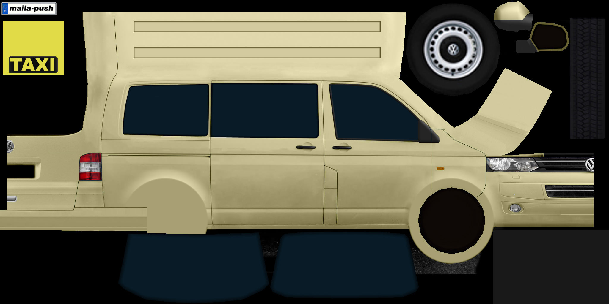 VW Van taxi 3D model_6