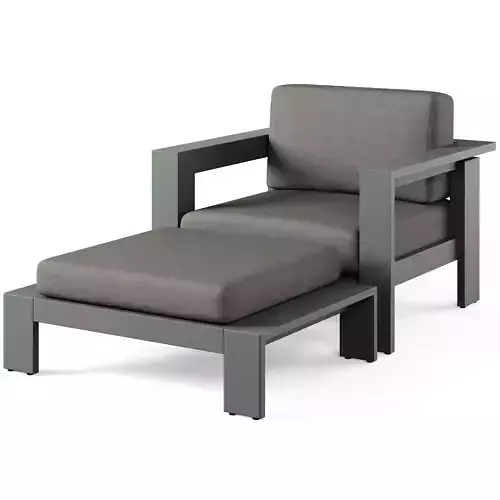 Walker Metal Outdoor Lounge Chair with Ottoman 
