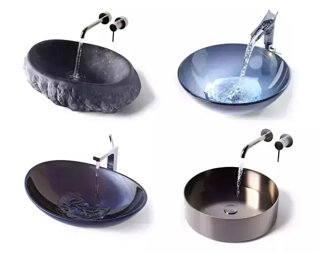 4 washing basins 3D model
