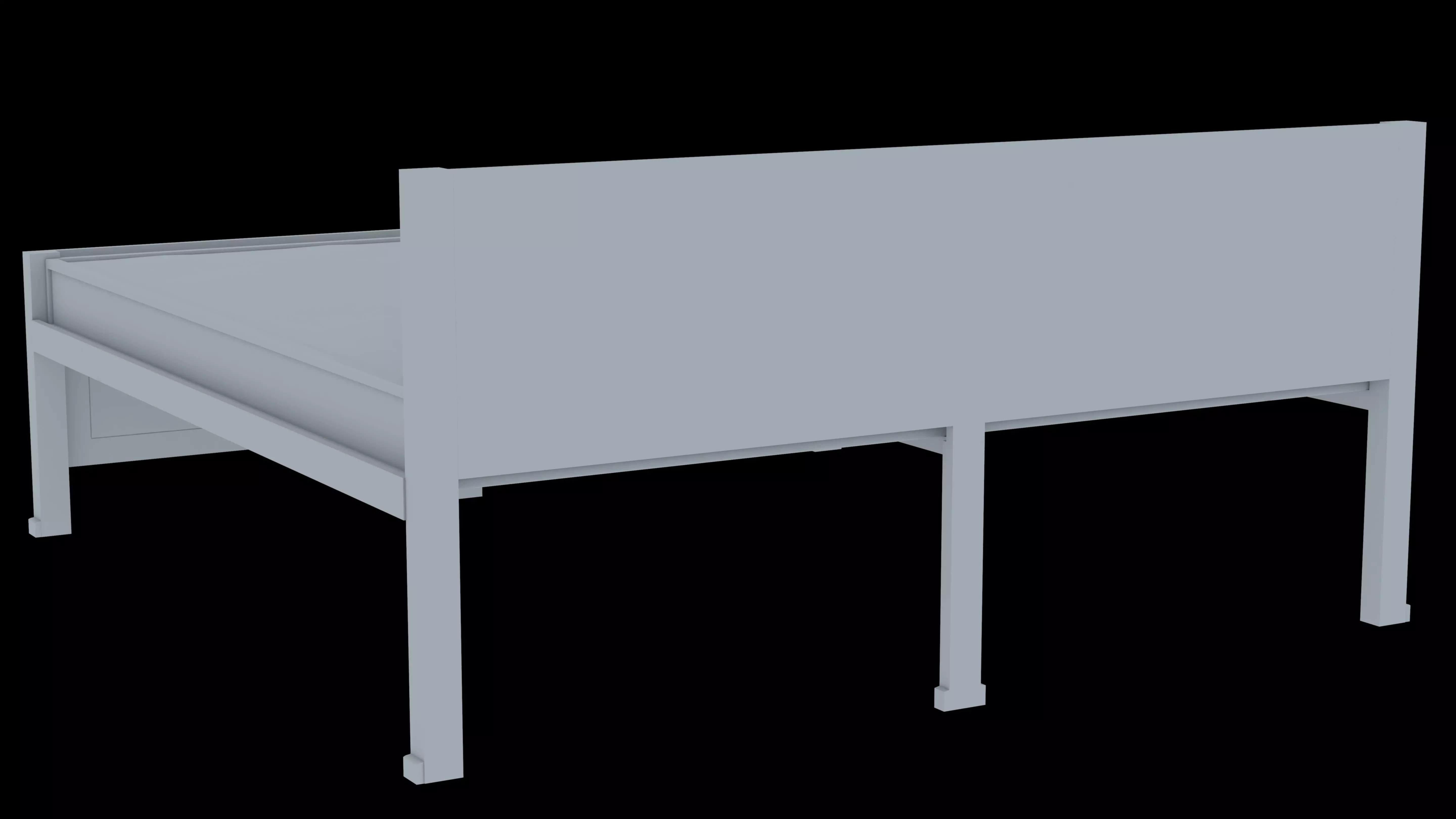 Furniture - Bed  Low-poly 3D model_0