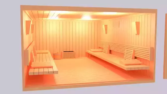 Cartoon Sauna Room Interior