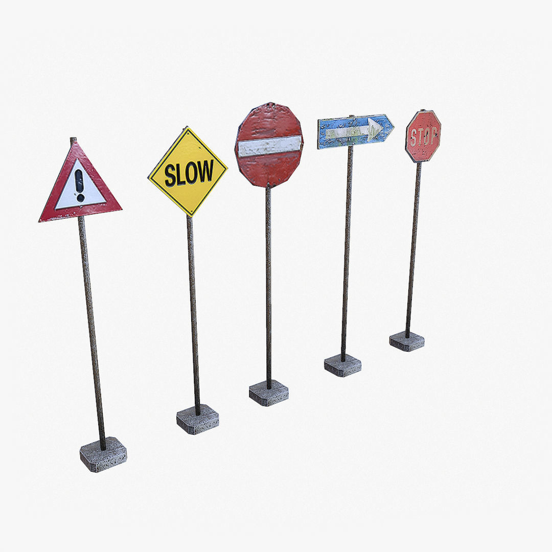 Road Props Low-poly 3D model_13