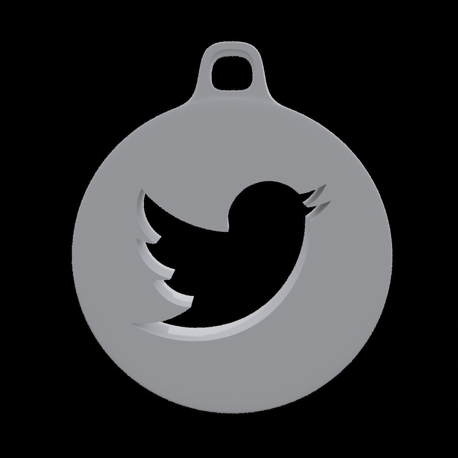 Twitter logo keychain for Print 3D print model_4