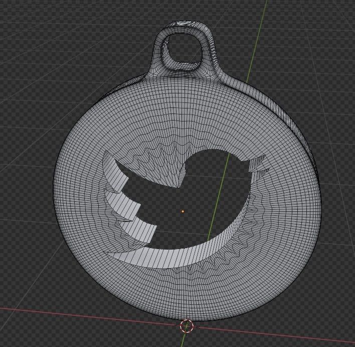 Twitter logo keychain for Print 3D print model_5