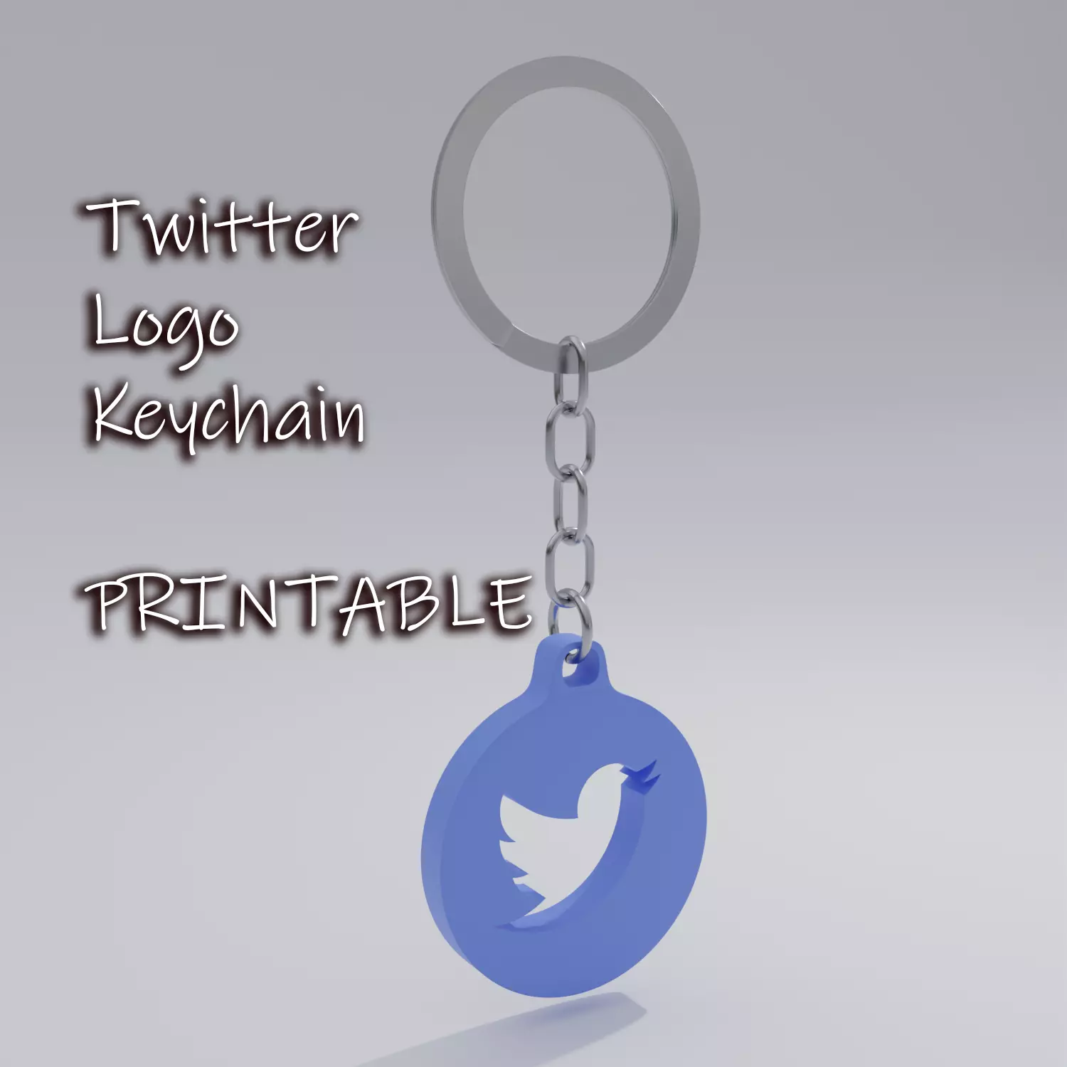Twitter logo keychain for Print 3D print model_0
