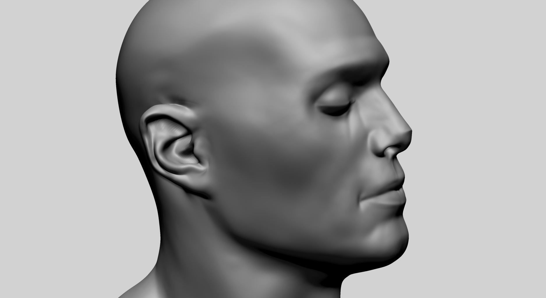 Base Male Head E 3D model_9