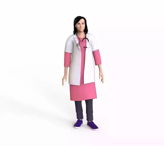 Cartoon Female Doctor Rigged