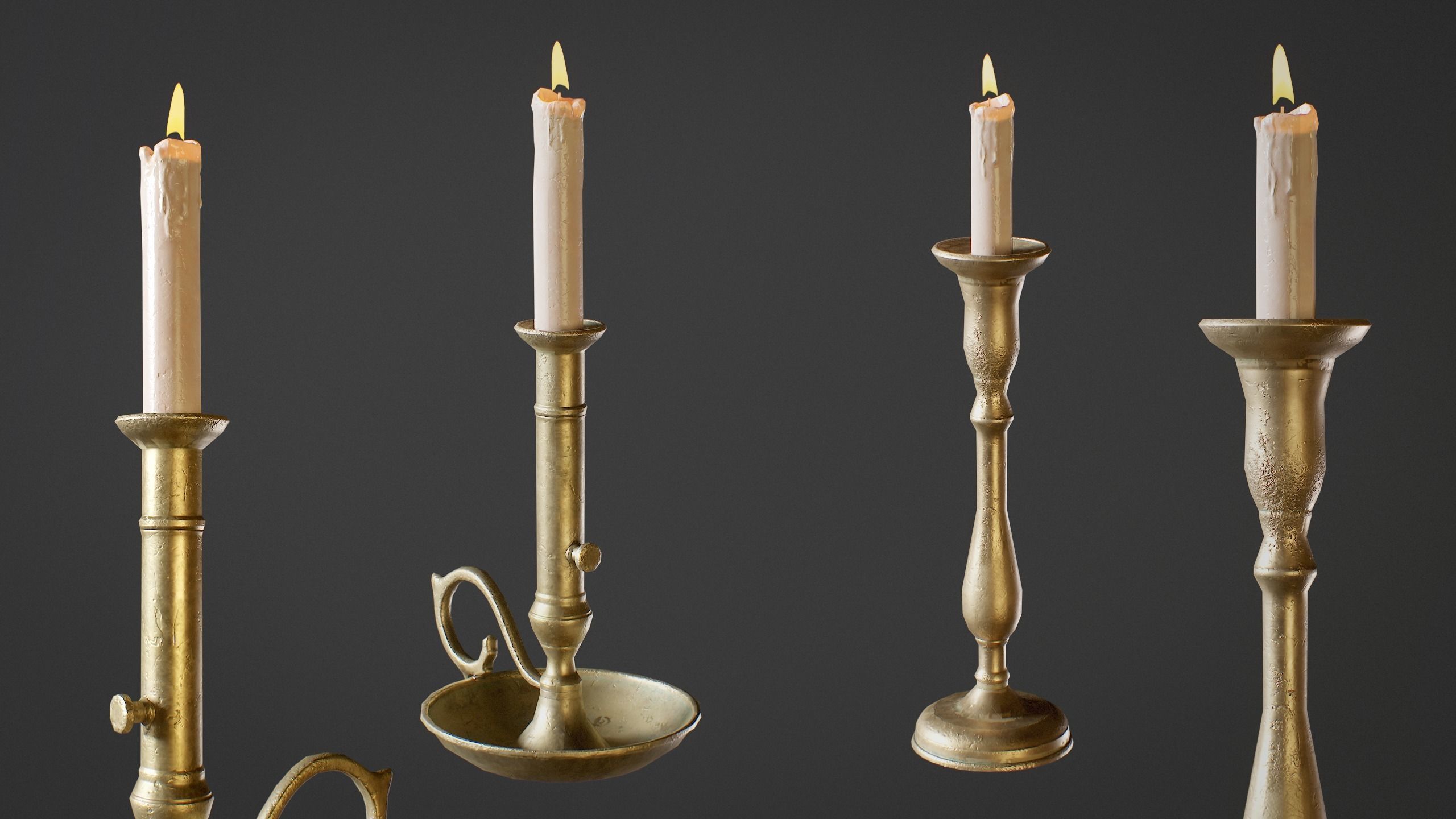 Candle Holder and Chandelier Pack - PBR Game Ready Low-poly 3D model_5