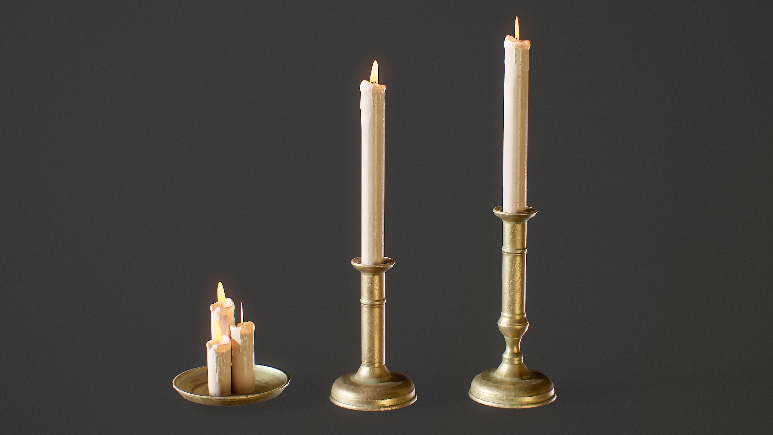 Candle Holder and Chandelier Pack - PBR Game Ready Low-poly 3D model_3