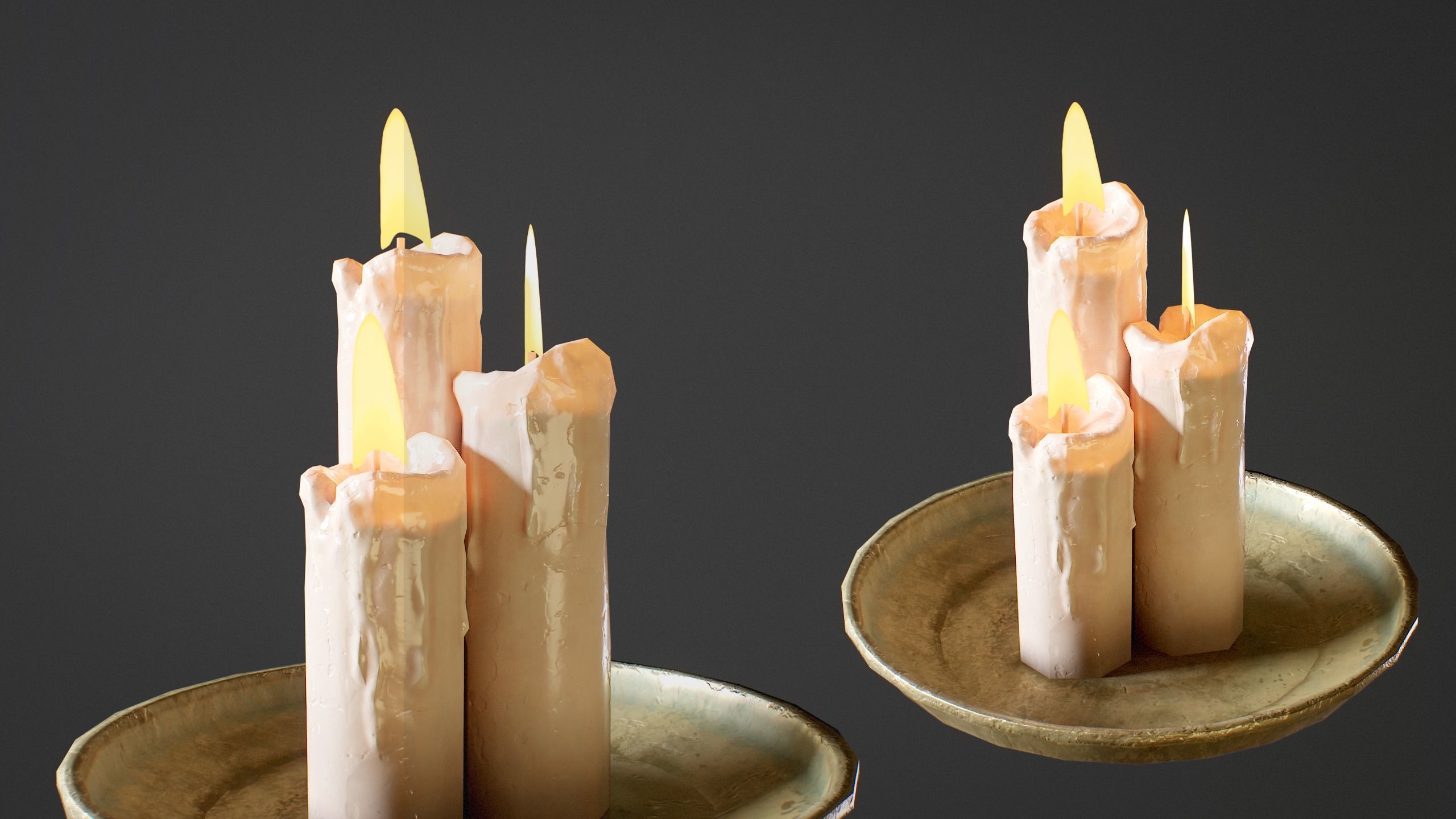 Candle Holder and Chandelier Pack - PBR Game Ready Low-poly 3D model_7